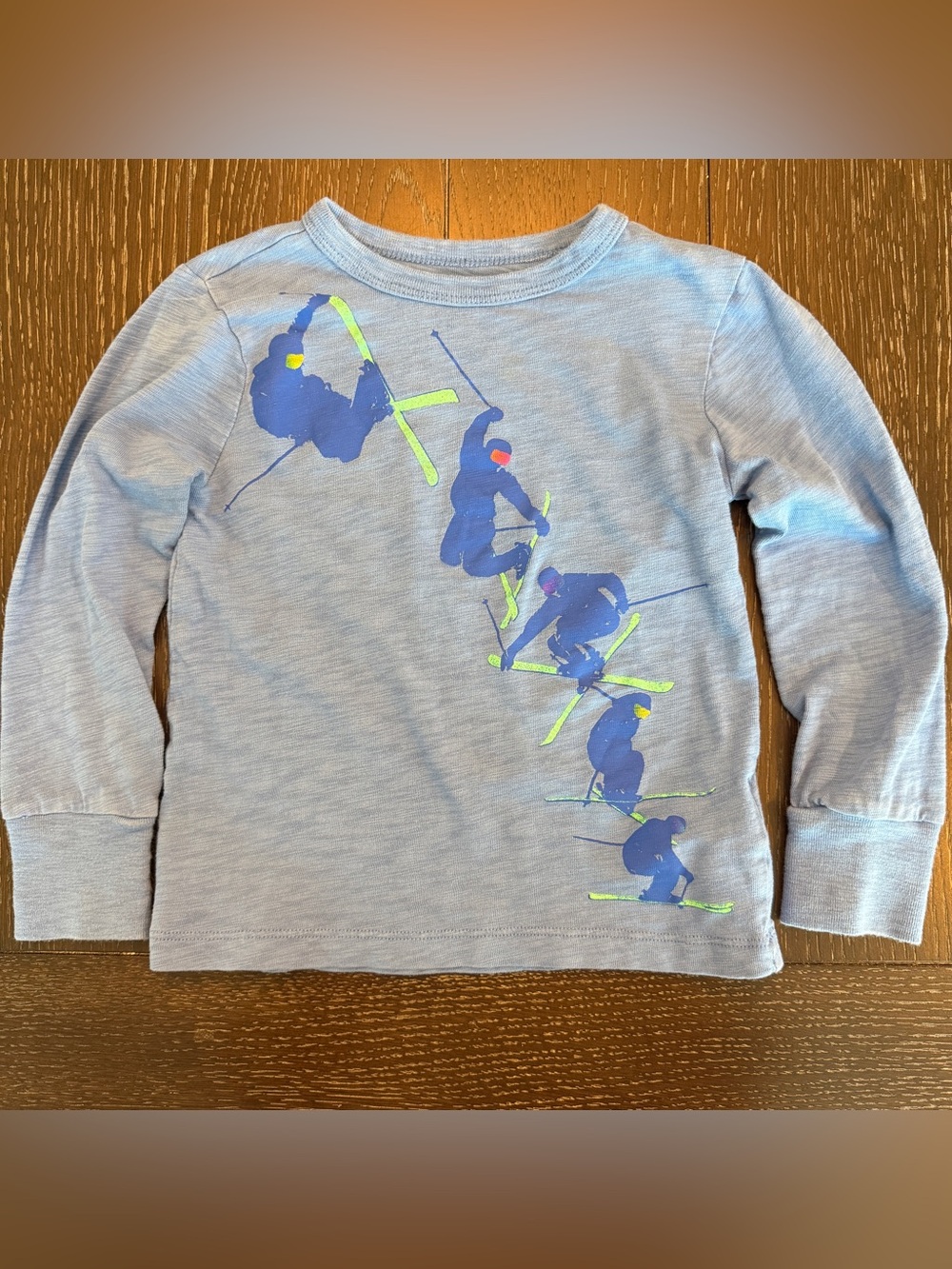 Crewcuts Toddler Boy XXS/2-3 Blue Long Sleeve Ski Graphic Shirt Cotton